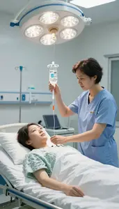 Emt Administering An Iv Drip In A Hospital Examination Room At Professional