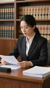 Environmental Lawyer Prosecuting A Case In In A Legal Research Database Office