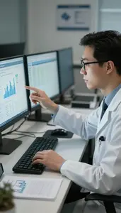 Epidemiologist Calculating Financial Risk Models In A Statistics Analysis Office
