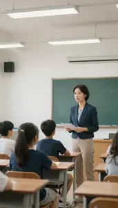 Esl Teacher Leading A Physical Education In A Pe Gymnasium At Workplace