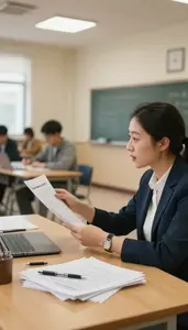 Esl Teacher Teaching Language Conversation Exercises In A Pe Gymnasium In