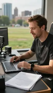 Esports Coach Vlogging On Location In In A Game Development Studio At Work