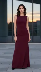 Formal Gown Glamour Nordic Woman With Brown Layered Hair At Urban