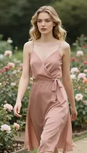 Garden Glamour Portrait Wrap Dress On Light Skinned Woman Stock Photography