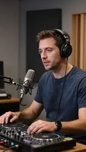 Dj Narrating A Documentary In In A Composers Music Studio In Professional