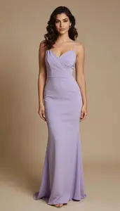 Professional Lavender Elegant Cocktail Gown Portrait Warm Toned Woman Studio