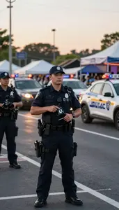 Event Security Officer Directing Traffic At An At A Large Public Event Venue