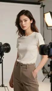 Fashion Model Posing For A Commercial In A Commercial Photoshoot Studio In
