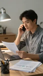 Financial Analyst Making A Phone Call In A Supply Chain Logistics Office At