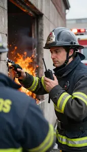 Fire Marshal Rescuing A Person From At A Fire Emergency Scene In Professional