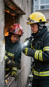 Firefighter Rescuing A Person From At A Fire Emergency Scene In Daily Work
