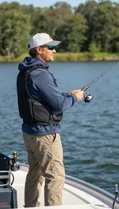 Fishing Instructor Fishing From A Boat On A Lake Fishing Spot At Work Location