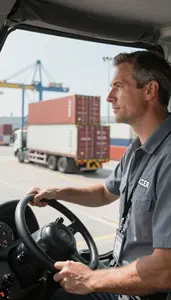 Fleet Manager Coordinating Freight At A At A Shipping Dock At Work Location