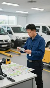 Fleet Manager Managing A Fleet Of At A Vehicle Inspection Checkpoint At