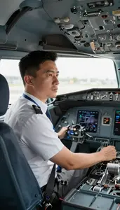 Flight Dispatcher Flying An Airplane Through In An Airplane Cockpit In