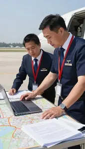 Flight Dispatcher Planning Delivery Routes On On An Airport Runway During