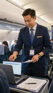 Flight Dispatcher Serving Passengers On An In An Airport Baggage Handling Area
