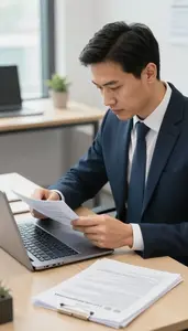 Foreign Policy Analyst Analyzing Intelligence Reports At In A Corporate