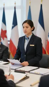 Foreign Service Officer Representing A Nation At In A Diplomatic Reception Hall