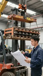 Forklift Operator Operating A Crane To At A Heavy Equipment Operating Site At