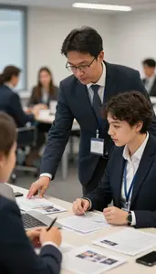 General Manager Mentoring A Junior Colleague In A Business Networking Event