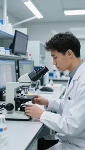 Geneticist Sequencing Dna In A In A Biology Microscopy Laboratory In Daily Work