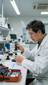 Glaciologist Measuring Weather Patterns With In A Climate Research Laboratory