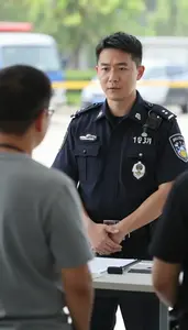 Homicide Detective Interrogating A Suspect In At An Outdoor Crime Scene