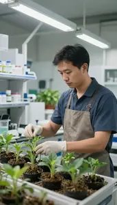 Horticulturist Managing A Nursery Of In A Seed Bank Storage Facility At