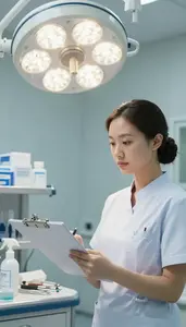 Icu Nurse Reviewing Medical Charts On In A Telemedicine Consultation Room At