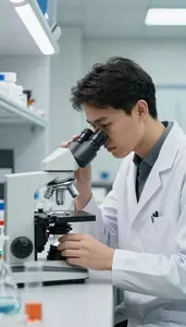 Immunologist Examining Cells Under A In An Animal Behavior Research Site At