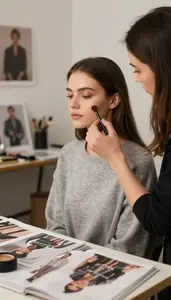 Interior Designer Styling A Model With In A Creative Design Studio In