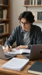 Journalist Writing A Screenplay At In A Novelists Writing Study In Professional