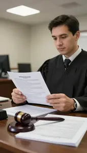 Judge Filing Court Documents At In A Court Clerk Filing Office In Professional