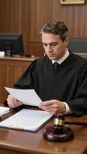 Judge Issuing A Ruling From In A Court Clerk Filing Office At Workplace