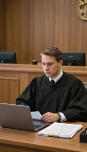 Judge Maintaining Order In A In A Court Clerk Filing Office In Professional