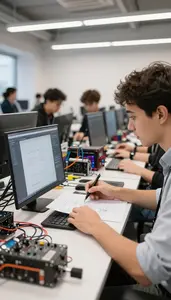 Machine Learning Engineer Creating Wireframes On A In A Hackathon Event Space
