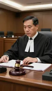 Magistrate Presiding Over A Court In A Formal Courtroom At Professional Venue