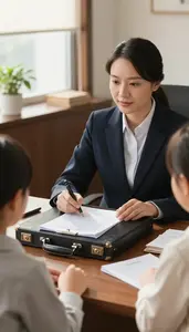 Maritime Lawyer Advising A Family On In A Lawyer Private Office At Professional