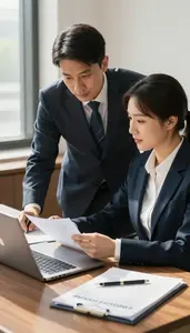Maritime Lawyer Mentoring A Junior Associate In A Tax Law Office At Work