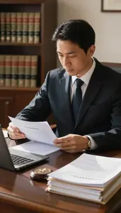 Maritime Lawyer Preparing A Legal Brief In A Tax Law Office At Workplace