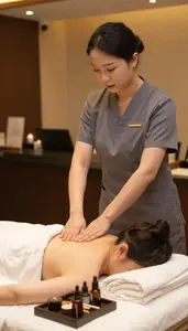 Massage Therapist Providing A Spa Treatment In A Spa Reception Area In