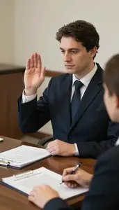 Mediator Administering An Oath As In A Notary Public Office At Professional