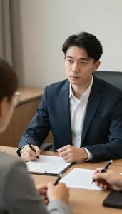 Mediator Mediating A Dispute Between In A Notary Public Office At Work Location