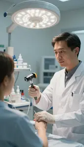 Medical Lab Technician Checking A Patients Reflexes In A Cardiac Care Monitoring