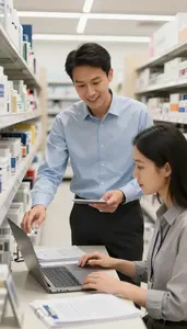 Merchandiser Helping A Customer With In A Retail Product Aisle At Workplace