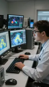 Meteorologist Modeling Climate Data On In An Atmospheric Research Station At