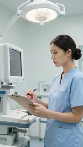 Midwife Operating Advanced Medical Imaging In A Hospital Intensive Care Unit