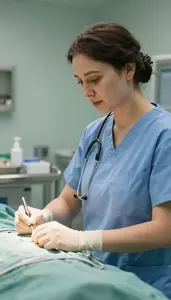 Midwife Performing A Routine Checkup In A Surgical Operating Theater In