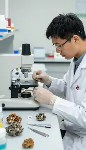 Mineralogist Analyzing Mineral Compositions With In A Mineralogy Research